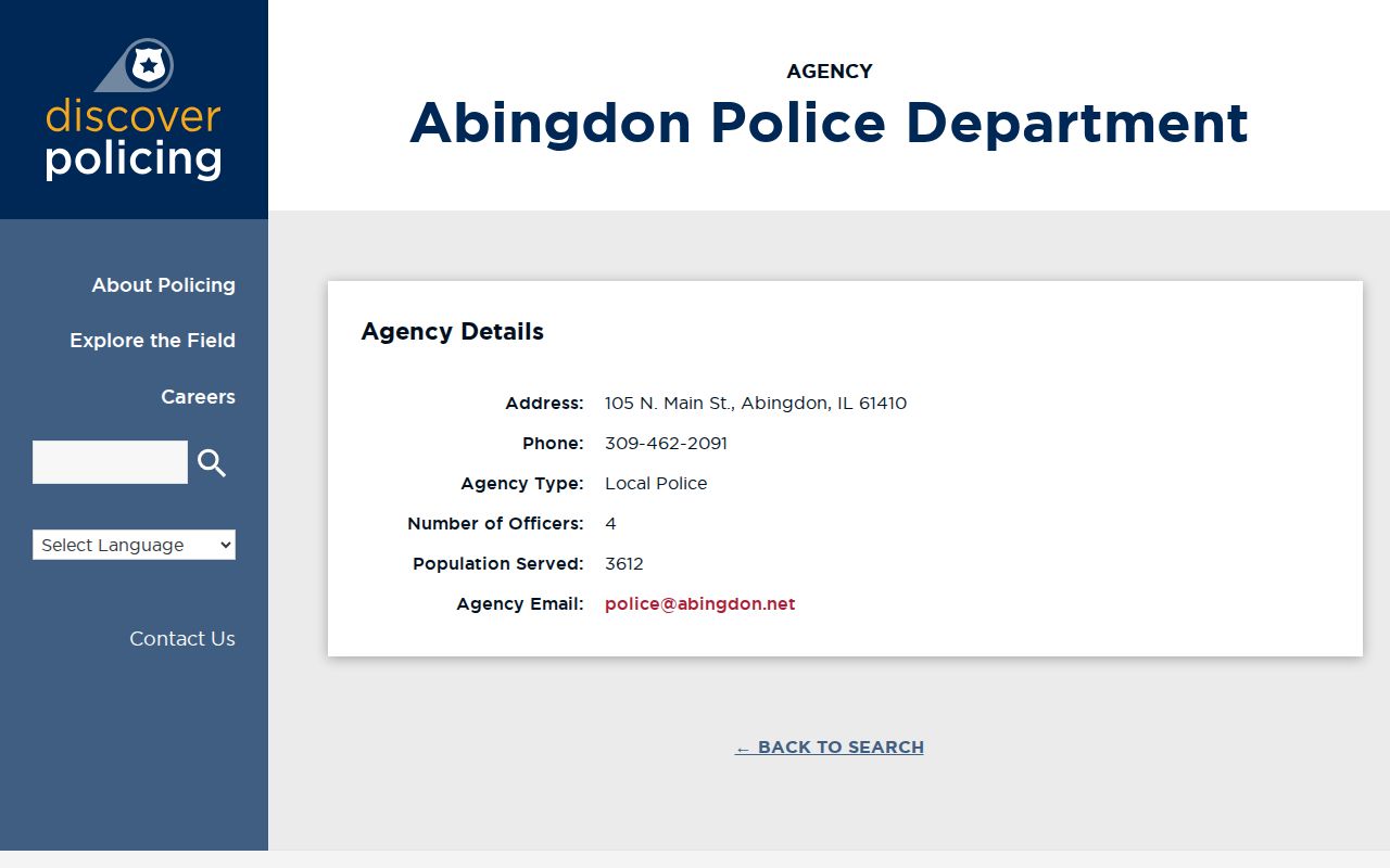 Knox County Abingdon police contact record screenshot
