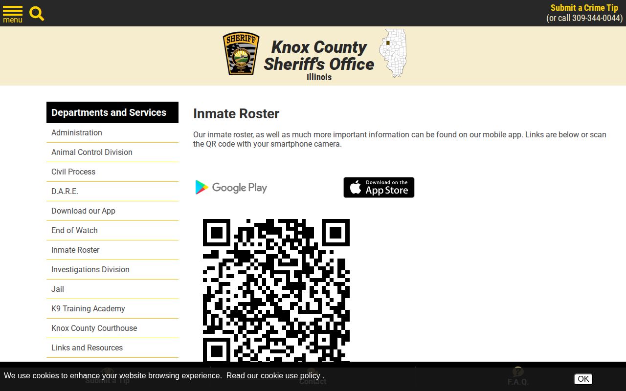 Knox County Sheriff inmate roster app handoff screenshot