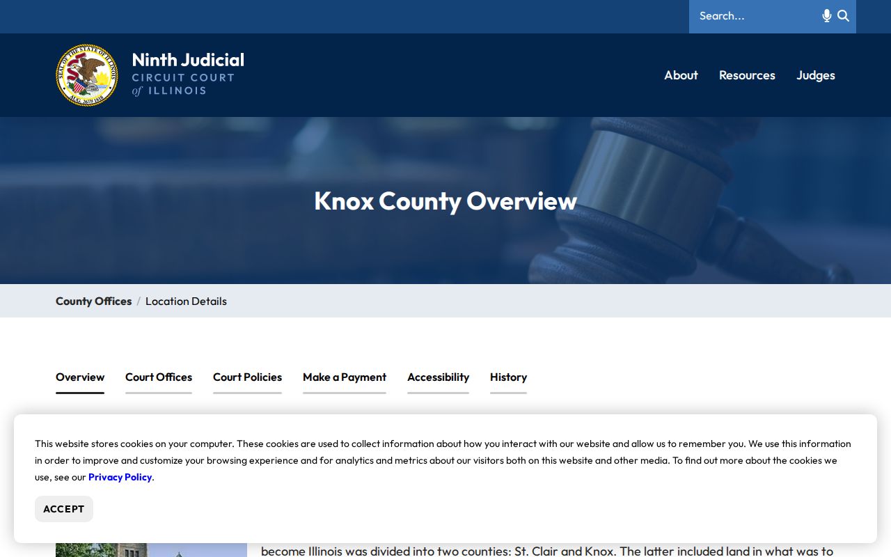 Ninth Judicial Circuit Knox County court and docket route screenshot